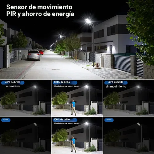 Vista 3 de Luces Solares de Calle para Exteriores Impermeables, 52000LM Luz de Inundación con Ángulo de 320°, Luz de Estacionamiento Solar LED 5730 con Sensor