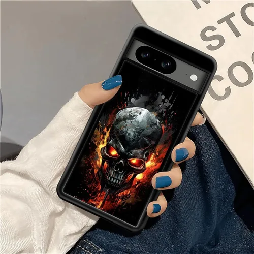 Vista 1755 de Compatible con Google Pixel 4A 5G Mobile Case Creative Acrylic Panel trasero Silicona Protección Grip especialmente diseñado para Google Pixel 4A 5G