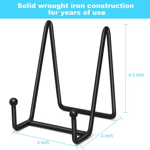 Vista 2 de Ouskr 4 Piezas Soportes para Platos de 4-1/4 Pulgadas para Exhibición, Soportes de Metal Hierro para Marcos de Cuadros para Libro Foto Pequeños