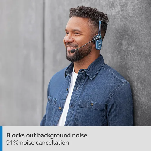 Vista 6 de Auriculares BlueParrott B250-XTS Mono Bluetooth Inalámbricos con 91% de Cancelación de Ruido, Audífonos Trucker Sobre la Cabeza con Micrófono