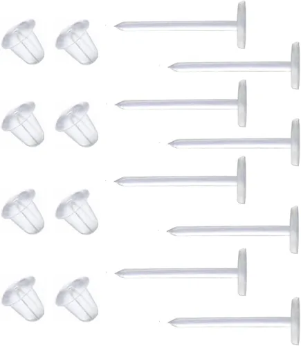 Vista 8 de Aretes de plástico negro para deportes, 300 pares de aretes de plástico y parte trasera de aretes