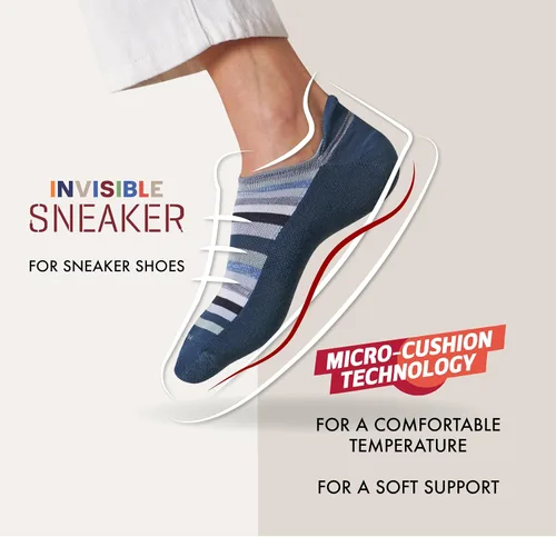 Vista 6 de Marcoliani Milano Calcetines de vestir para hombre - Invisible Sneaker MicroCushion Pima Cotton Palio Stripe