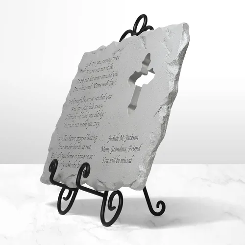 Vista 6 de Let's Make Memories Piedra conmemorativa de cruz personalizada - Condolencias - Marcador de jardín