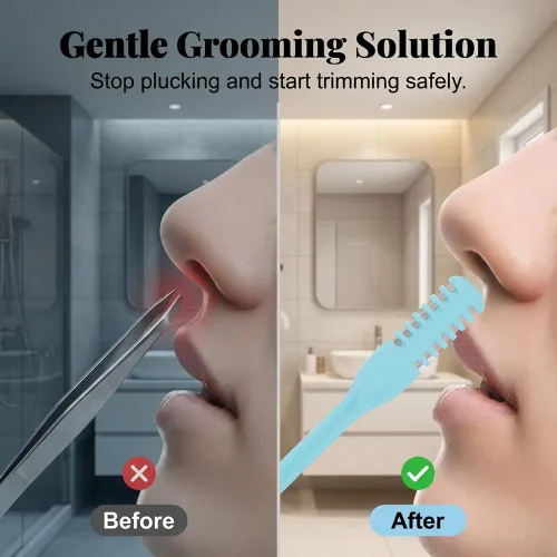 Vista 3 de Juego de recortadora de vello nasal portátil con cuchillas de acero inoxidable, diseño seguro protegido, herramienta de aseo para hombres y mujeres