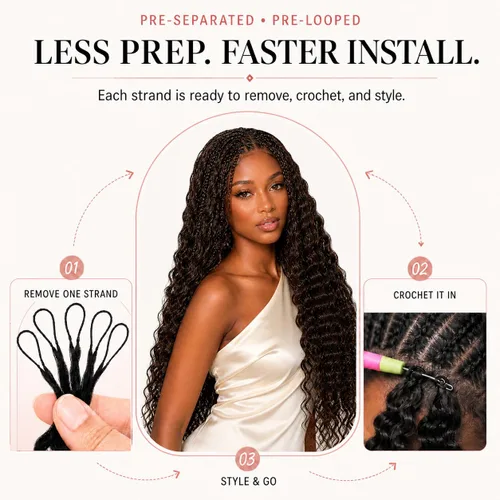 Vista 28 de Human Braiding Hair for Boho Braids 20inch Curly Wave Bulk Bundles 1B (A)1B