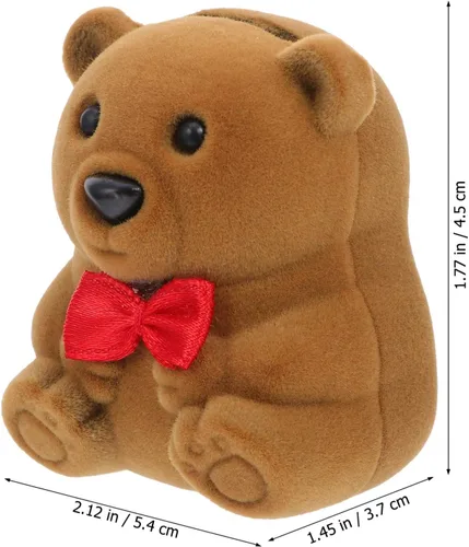 Vista 7 de FOMIYES Caja de anillo de compromiso con mini oso, caja de anillo de boda, caja de regalo creativa, caja de regalo para propuesta de compromiso