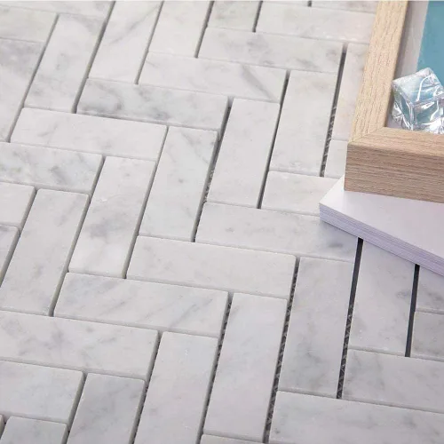 Vista 5 de Azulejo de mosaico de mármol de Carrara blanco, azulejo de mármol de 1 x 3 pulgadas, pulido para salpicaduras de cocina, baño, pared y piso, 5