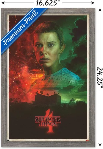 Vista 3 de Trends International Netflix Stranger Things: Season 4 - Póster de pared de once hojas, 14.725 x 22.375 pulgadas, versión enmarcada de madera