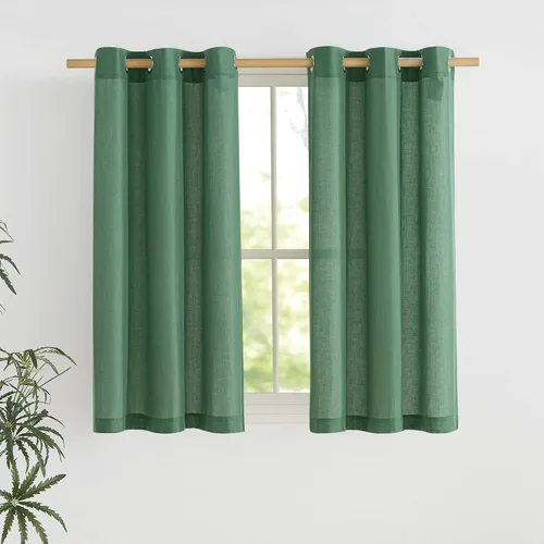 Vista 127 de NICETOWN - Cortinas de lino angora para ventana de cocina sobre el fregadero, con ojales, lino grueso angora, tratamientos cortos para ventanas