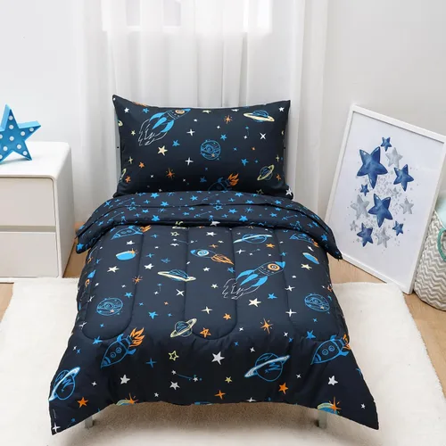 Vista 14 de david's kids Juego de ropa de cama de 4 piezas para niños pequeños - Juego de ropa de cama suave y transpirable para niñas, incluye edredón Mariposa
