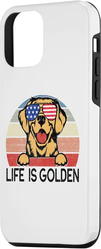 Vista 2 de Carcasa dorada para iPhone 12 mini Golden Retriever Dogs Life is Golden