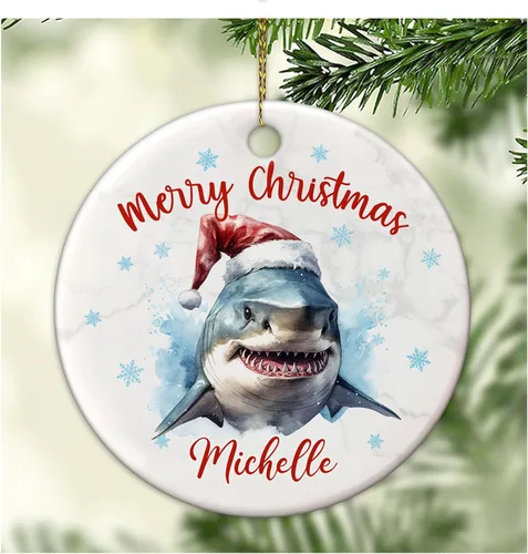 Vista 9 de Hyturtle Adorno de Navidad personalizado para los amantes de los ajolotes – Adorno de cerámica con nombre personalizado de Feliz Navidad – Lindo