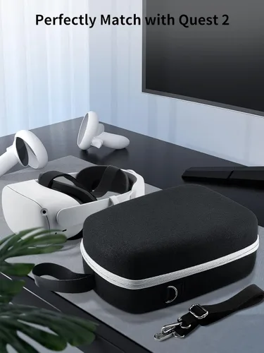 Vista 6 de RYOKO Funda de transporte rígida compatible con MetaOculus Quest 2 Version VR Gaming Headset y correa Elite con batería y otros accesorios adecuada