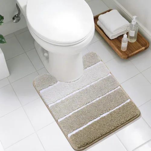 Vista 14 de COSY HOMEER Alfombras de baño de 24 x 17 pulgadas, ultra suaves y absorbentes, con respaldo de TPR antideslizante, lavable a máquina, alfombra Beige