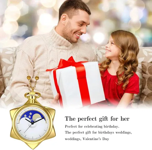 Vista 9 de BOSHIYA Sailor Moon Pocket Watch Cosplay Necklace Accessories Fashion Rhinestone Gold Star Quartz Pocket Watchwith ChainCosplay Girl