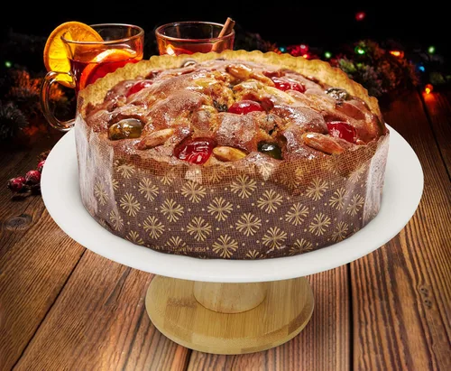 Vista 4 de Soporte de cerámica blanca para tartas con base de bambú, soporte para pasteles y postres para bodas y cumpleaños, decoración de cocina y hogar