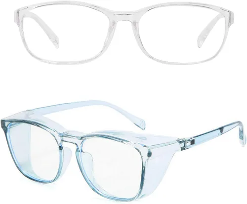 Vista 18 de willochra Paquete de 2 gafas de seguridad antivaho con protección lateral, bloqueo de luz azul, cómodas gafas de laboratorio transparentes