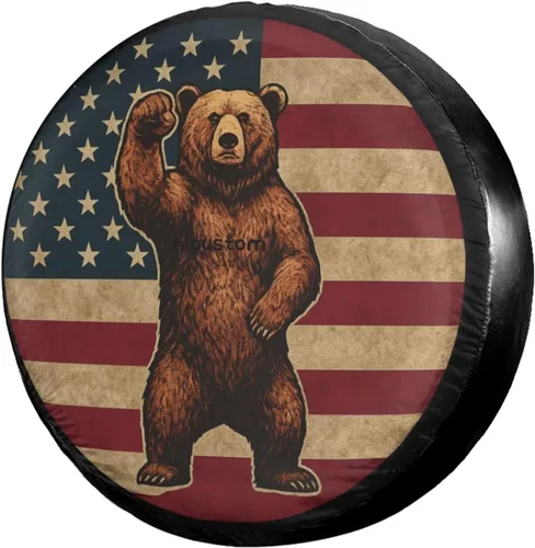 Vista 25 de Cubierta de Neumático de Repuesto con Bandera Negra de América con Agujero para Cámara de Respaldo Cubierta de Neumático de Rueda Compatible
