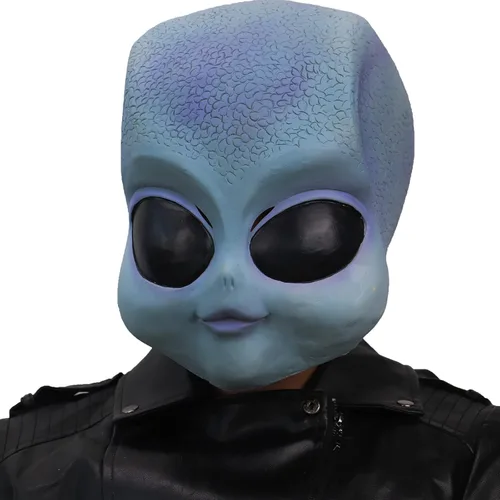 Vista 2 de ifkoo Máscara realista de látex para bebé alienígena, disfraz de Halloween para adultos, color azul (Alien)