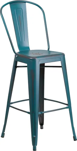 Vista 27 de Taburete Flash Furniture de bar, hecho de metal para interior y exterior, Metal, Negro