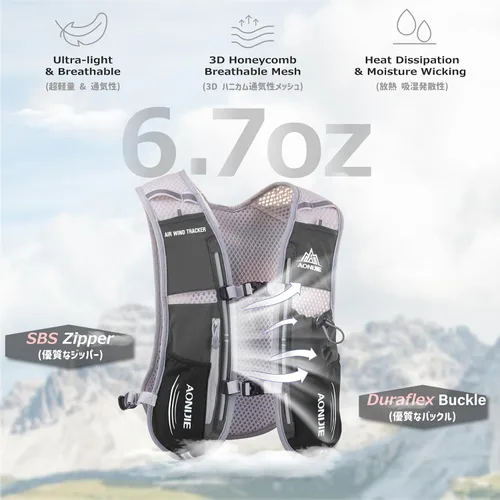 Vista 3 de Azarxis Chaleco de Hidratación para Correr Mochila 5L 5.5L para Mujeres y Hombres para Correr en Senderos Carrera de Maratón Ciclismo Senderismo