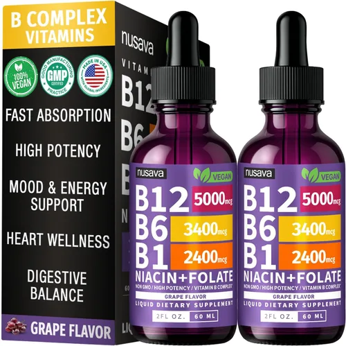 Vista 10 de Paquete de 2 gotas líquidas de vitamina B12 y B6, complejo de vitamina B sublingual B12 - Vitamina B 12 de 5000 mcg - B12 metilcobalamina