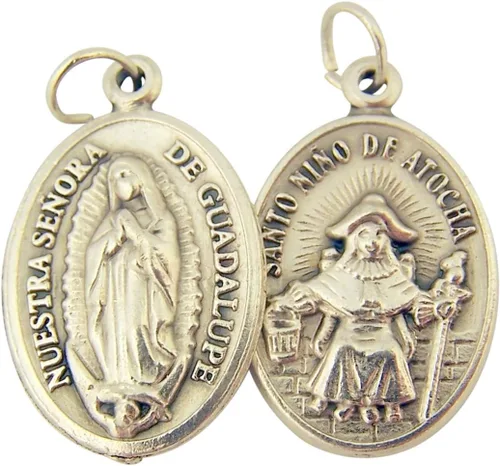 Vista 10 de Catholic Patron Saint Medals Base en tono plateado, 1 pulgada, juego de 2