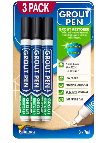 Vista 16 de Grout Pen - Marcador de pintura de lechada para azulejos blancos, punta estrecha de 0.197 pulgadas (0.2 fl oz), paquete de 3