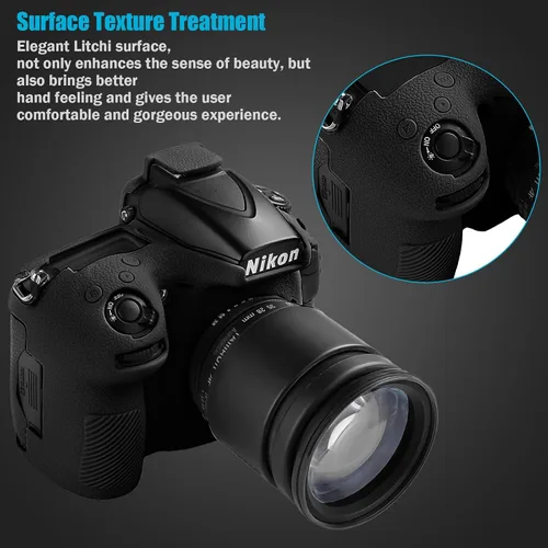 Vista 4 de Easy Hood Cubierta de la caja de la cámara para cámara digital Nikon D810 D810A (negro) Funda protectora de silicona suave, ligera, delgada