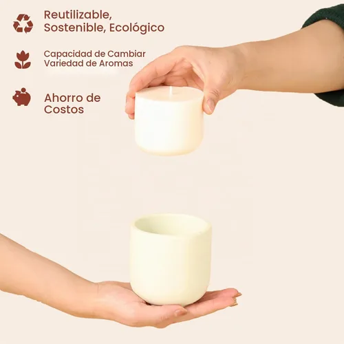 Vista 5 de BOOWAN NICOLE Vasos de vela redondos con molde de silicona de tapa con molde de recarga de vela de 3.5 onzas, molde de silicona para cemento