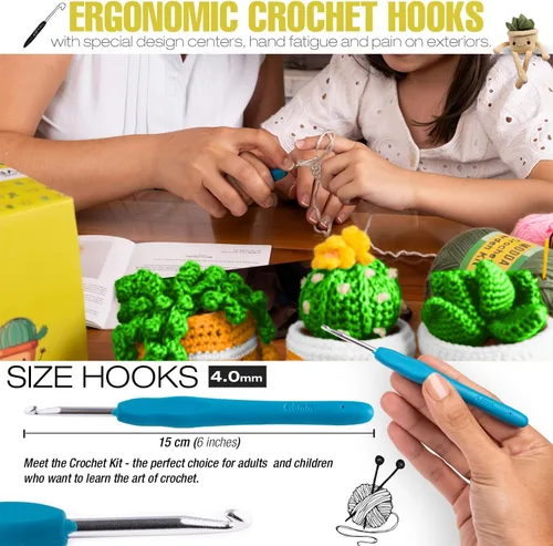 Vista 4 de MODDA Kit de Ganchillo para Principiantes - Kit de Inicio de Ganchillo para Principiantes con Tutoriales en Video Fáciles de Seguir, Kits