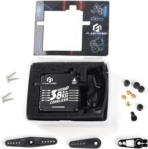 Vista 8 de Servo sin núcleo de 83.8 lbs, servo de alto par de torsión de 8.4 V, engranaje de metal completo servo RC con IP67 impermeable y soporte magnético