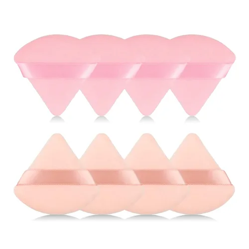 Vista 9 de 8 piezas de esponjas triangulares para polvo de maquillaje, hechas de terciopelo súper suave, diseñadas para contornear, ojos y esquinas, contenedor