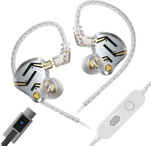 Vista 19 de KZ ZS12 PRO 2 - Auriculares in-ear con monitor de oído, auriculares híbridos para juegos 1DD+5BA, auriculares con cable transparente, auriculares