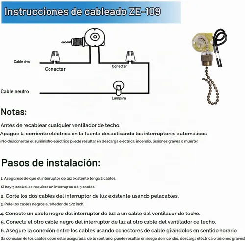 Vista 5 de Zing Ear ZE-109 - Interruptor de ventilador de techo, velocidad de encendido y apagado con cadena de tracción compatible con ventiladores de luz