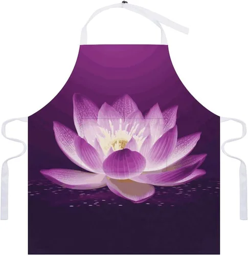 Vista 7 de MUSM Lotus Flower Purple Apron，Classic Vintage Funny with Pockets Aprons,Adjustable Bib Waterdrop Resistant for Kitchen Cooking Restaurant BBQ