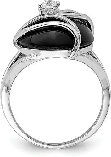 Vista 2 de 925 Sterling Silver Black Onyx Cubic Zirconia Cz Band Ring Stone Natural Shell Wood Fine Jewelry For Women Gifts For Her