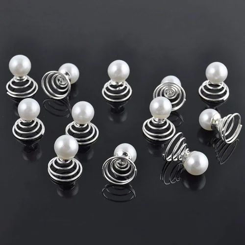 Vista 3 de Vpang 12 horquillas en espiral para el cabello, espirales, espirales, pinzas para el cabello para boda, novia, diamantes de imitación de perla, Tipo