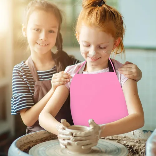 Vista 6 de MEEZY 6 delantales para niños para pintar arte, delantales de pintura de color a granel para niños pequeños y niños, actividades creativas