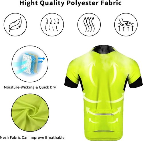 Vista 2 de Cycling Bike Jersey for Men Short and Long Sleeve Bike Bicycle Shirts Biking Clothing Breathable Quick-Dry Shirt with Pockets