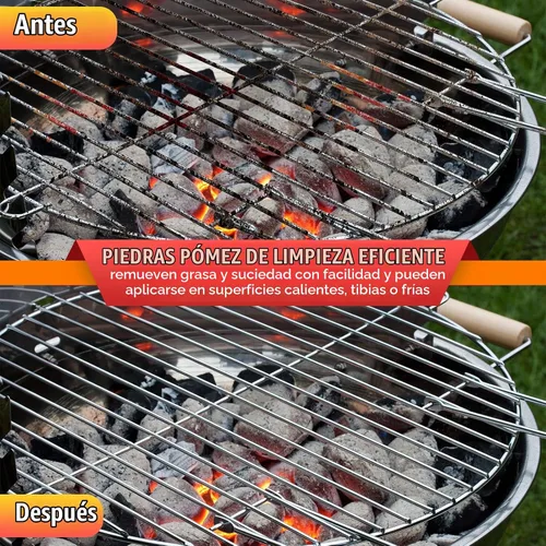 Vista 4 de Dunzy Paquete de 9 parrillas de limpieza de ladrillos con bloques de piedra pómez, limpiador de parrilla de limpieza de parrilla con mango