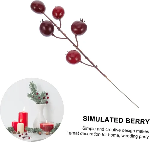 Vista 8 de ABOOFAN 3 piezas de esquejes de granada simulados, decoración de frutas, flores artificiales para decoración de árbol de Navidad, mini agujas