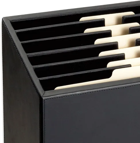 Vista 7 de Dacasso Clasificador de archivos de cuero negro de 6 bandejas