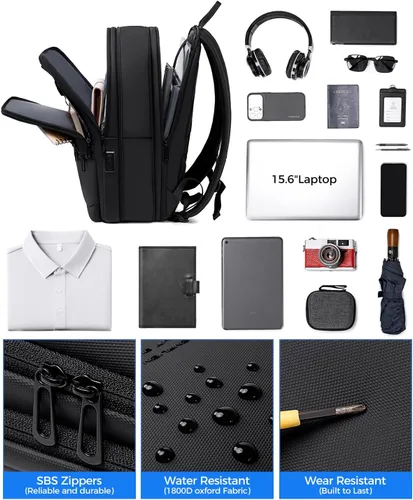 Vista 6 de Fenree.geer Mochila de trabajo para hombre, mochila expandible con puerto de carga USB C, resistente al agua, mochila para laptop de 15.6 pulgadas