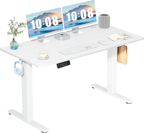 Vista 19 de DUMOS Escritorio eléctrico de pie de 40 pulgadas con altura ajustable, estación de trabajo para computadora para trabajar sentado o de pie, mesa