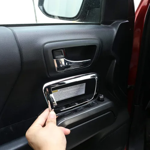 Vista 10 de 4 piezas de ABS para apariencia interior de automóvil, cubierta de panel de manija de puerta compatible con Toyota Tacoma 2016 2017 2018 2019 2020