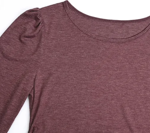 Vista 3 de GINKANA Camisa de maternidad de manga larga abombada, camisetas de embarazo con cuello redondo, camisetas básicas para mamá, blusas tipo túnica