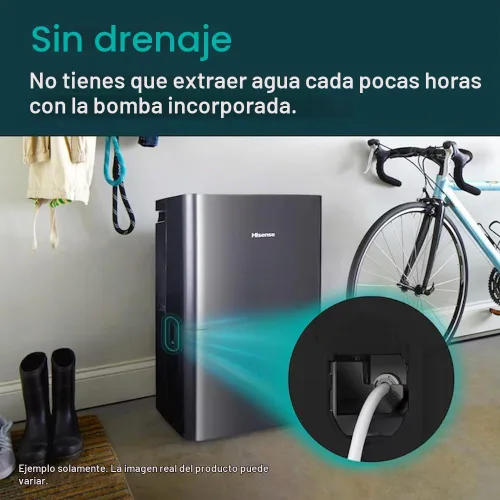 Vista 2 de Hisense Deshumidificador de 50 pintas con bomba incorporada de 3 velocidades, 3 modos (Auto, Continuo, Manual), pantalla LED, nivel de ruido 48 dB