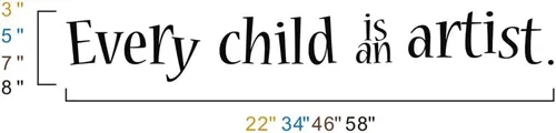Vista 3 de Calcomanía inspiradora de pared con texto en inglés "Every Child is an Artist" (3 x 22 pulgadas, negro)