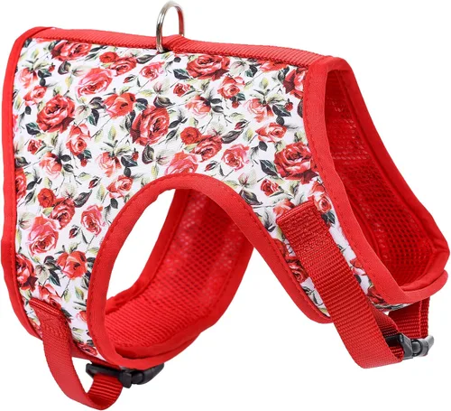 Vista 26 de Mile High Life Arnés para perro, chaleco floral de malla de aire para perros y gatos pequeños de 20 libras, fácil de poner, cierre fácil ajustable